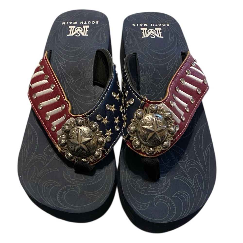 Women's Black and Red Embellished Sandals - Picture 2 of 8